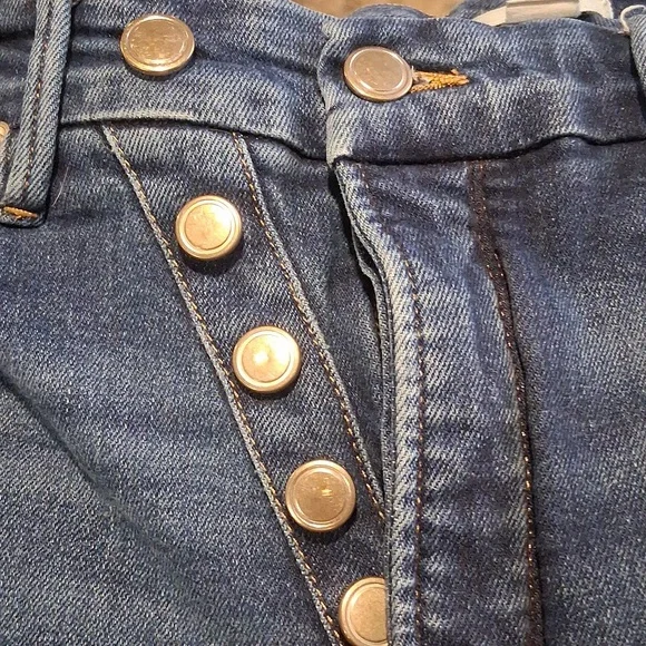 Good American Indigo Good Waist Asymmetrical Button Fly Skinny Jeans Size 16 - Picture 4 of 4